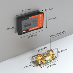LiTime 500A 8V-120V Solar Battery Monitor Shunt Capacity SOC Display-Refurbished