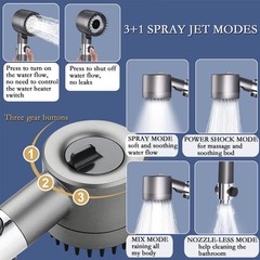 High Pressure Shower Head, Handheld shower head with 5 Filters,1.5m hose
