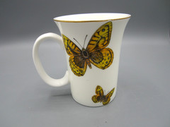 Grace Teaware White Yellow Butterfly Fine Porcelain Tea Coffee Mug 10 oz. (545)