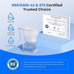 Waterdrop 200-Gallon Long-Life Water Filter Pitcher, NSF Certified,7-Cup, White