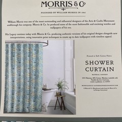 William Morris Shower Curtain Fabric Larkspur Mineral Floral Leaves Botanical