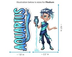 Aquarius Sticker and Magnet – the Water-Bearer Horoskins™ – Zodiac Air Sign | Wa