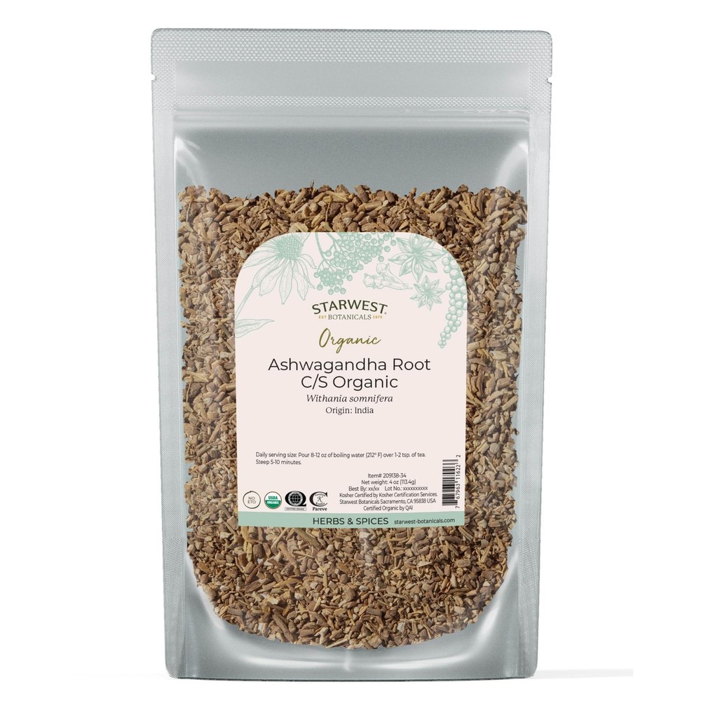 Starwest Botanicals Organic Ashwagandha Root – Dried Herb 4 Ounce (Pack of 1)