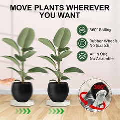 2 Pack Plant Caddy Hidden Wheels, 9.8in Beige Rolling Stand, Dolly Tray Tool