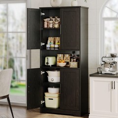 70” Tall Kitchen Pantry Cabinet Freestanding Storage Cabinet Adjustable Shelves