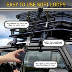 Rhino USA Retractable Ratchet Straps (4-Pack) – 1 Inch x 15 Feet (1,650lb Break