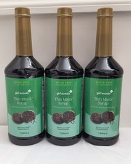 3X Girl Scouts Thin Mints Syrup ~ Sugar Free Coffee Syrup 1 Liter Bottle each