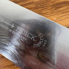 F. Dick 1447 Slicing Knife Vintage Handmade Germany 10.25 Inch Blade Wood Handle