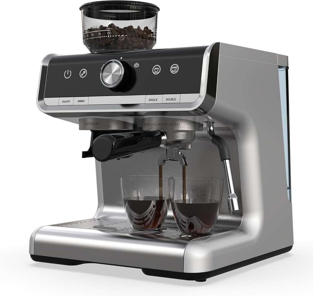 Espresso Machine with Grinder 20 Bar Espresso Coffee Maker Latte w/Milk Frother