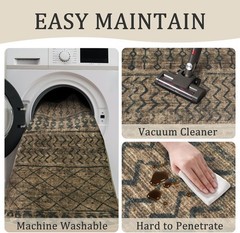 2×6 Machine Washable Runner Rug, Kitchen Hallway Area Rug Brown Black Vintage