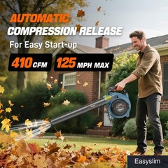 Handheld Gas Powered Leaf Blower 26.5cc 410 CFM 125 MPH 4-Cycle Blue