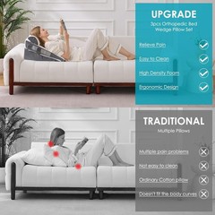 Wedge Pillow Set for Sleep Recovery Acid Reflux Snoring Pain Relief Bed Wedge