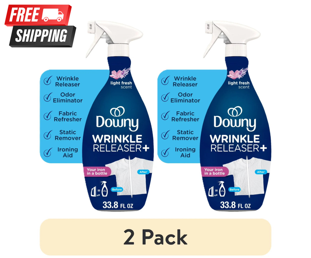 Downy Wrinkle Releaser Spray, Odor Eliminator & Fabric Refresher,33.8 Oz, 2 Pack