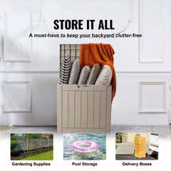Outdoor Storage Box, 31 Gal. Resin Deck Box, Backyard outside Toy and Towel Stor