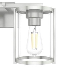 HUNTER Astwood 24.25 in. 3-Light Brushed Nickel Vanity Light, Clear Glass Shades