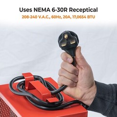 Comfort Zone Portable Industrial Fan-Forced Space Heater, NEMA 6-30, 240v/30amps