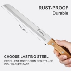 Mezzo Serrated Bread Knife for Homemade Bread High Carbon Steel Sourdough Kni…