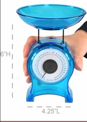SMALL BLUE MECHANICAL SCALE FOR WEIGHING FOOD PORTIONS UP TO 35 OZ US SELLER