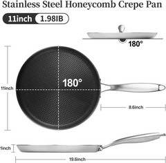 Stainless Steel Crepe Pan – 11inch Nonstick Crepe Pan, Stainless Steel Honeyc…