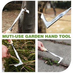 WORKPRO 12″ Crack Weeder Tool with Wooden Handle L-Shaped Side-Walk Weed Puller
