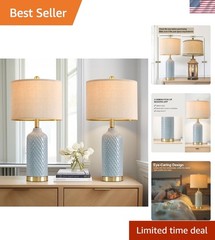 Luxurious 24.25” Energy Efficient LED Table Lamps Set in Blue for Cozy Spaces