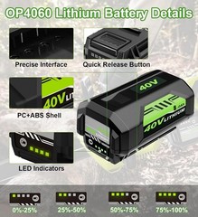 1-2PACK 8.0Ah Battery 40 Volt for Ryobi 40V Lithium OP40602 Battery with LED