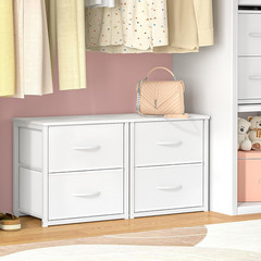 2-Pack Stackable Storage Drawers (4 Drawers Total), White Closet Organizer with