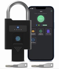 Rechargeable Smart Fingerprint Door Lock Keyless Padlock Anti-theft Security