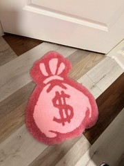 Pink Money Bag Door Mat, Non-Slip Backing, Polyester, 24 x 20 in CUSTOM MADE