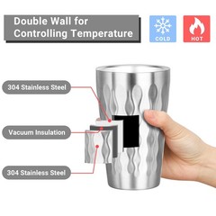 Stainless Steel Double Wall Cups, 16 oz Insulated Tumbler, 4 Pack Unbreakable…