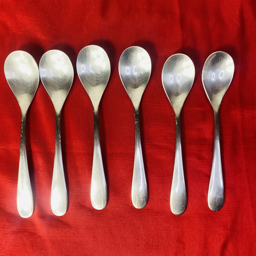 Pfaltzgraff Stainless 18/8 SONYA Oval Tea Spoons Glossy Flatware 6.75in