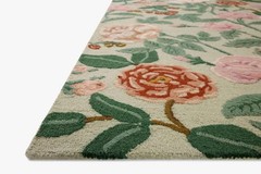 Handmade Floral Wool Rug: Vintage Botanical Roses Carpet