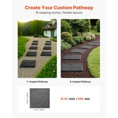 Uimoso 16-Piece Grey Walkway Pavers with Stakes, 15.5×15.5 in Decorative Stones