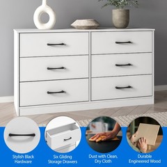 New Mainstays Ardent 6 Drawer Dresser, 53.75″ Wide, White