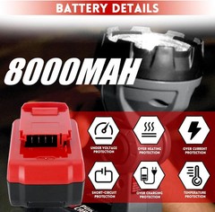 2Pack 18 Volt 8.0Ah Battery for Porter Cable 18V PC18BLX PC18BL OR Charger