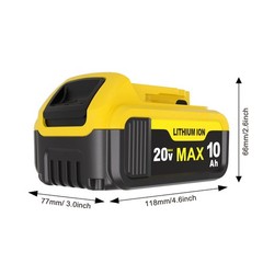 4 Pack 20V 10.0Ah Battery for De walt 20 Volt MAX Batteries DCB200 DCB201