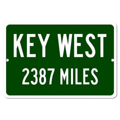 Key West FL Mileage Highway Sign Florida Vacation Distance Metal Road Beach Sign