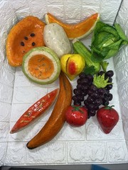 Authentic Vintage Mexico Paper Mache Colorful Faux Fruits & Vegetables Decor 14