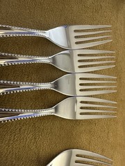 (4) SALAD FORKS Nambe MAEVE Vietnam Stainless 18-10 Concave Outline (2avail)