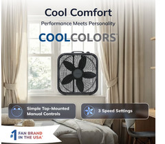 20″ Cool Colors Classic Box Fan with Weather-Resistant Motor, 3 Speeds…