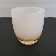 Nwt Glassybaby Buttercup 1830 Votive Holder White & Yellow No Box