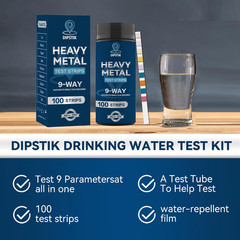 9 Way Heavy Metals Water Test Strips, 100Ct Home Water Testing Kit for Iron, Mer