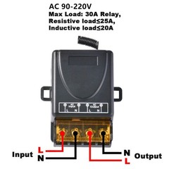 AC 90-220V 30A RF Relay Wireless Remote Control Switch + 433MHz Remote