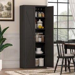 71″ Kitchen Pantry Storage Cabinet, Metal Storage Cabinet with Doors and Shelves