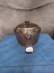 Vintage Corning Ware Vision 1.5L Amber Glass Pot Sauce Pan & Lid