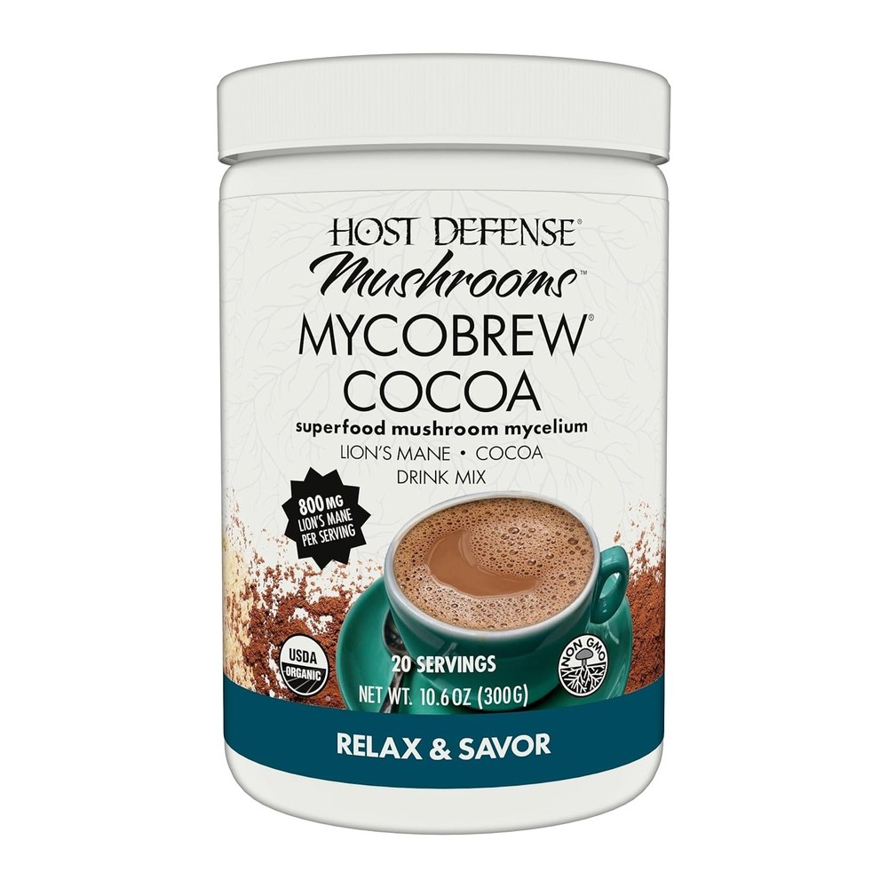 Host Defense MycoBrew Cocoa, 800 mg Lion’s Mane per Serving, 10.6 Ounces