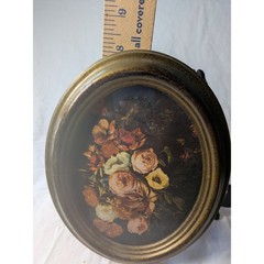 Vintage Oval Floral Wall Plaques Set of 2 Made in Italy Gold Ornate Fram 9.5×7.5