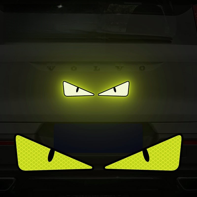 1XGreen Big Eyes Car Sticker Wall Sticker Cartoon 3D Decal Sticker for Bike/ Car