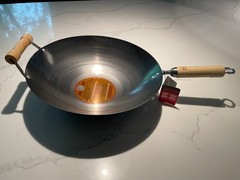 JOYCE CHEN Classic Series 14-Inch Carbon Steel Wok with Birch Handles Round Bott