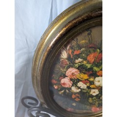 Vintage Oval Floral Wall Plaques Set of 2 Made in Italy Gold Ornate Fram 9.5×7.5